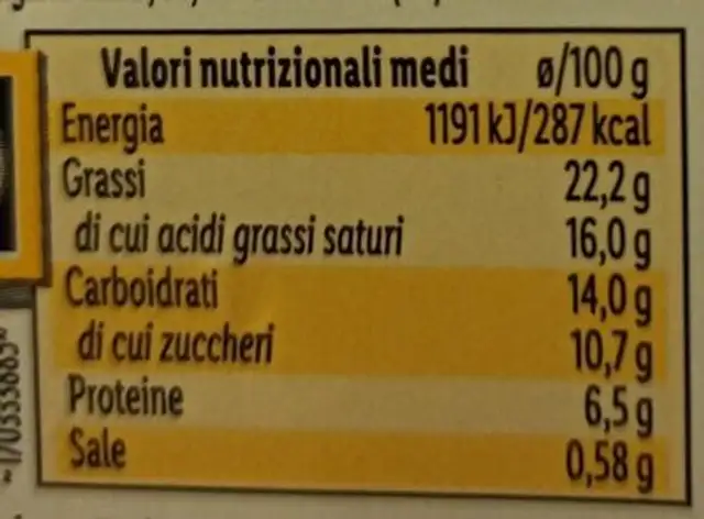 Rotolino al formaggio di capra con castagne e miele nutrition facts table
