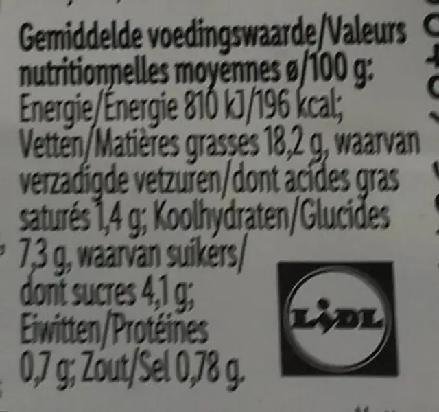 Salade de concombre nutrition facts table