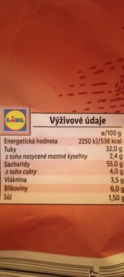 Traditional potato chips with mustard flavor nutrition facts table