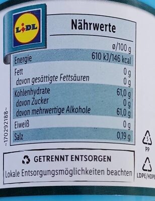 Strong Blue nutrition facts table