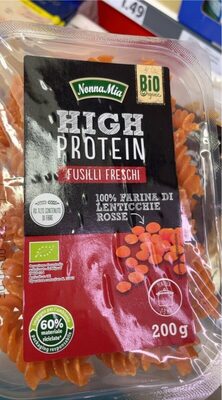 High protein Fusilli Freschi con farina di lenticchie rosse