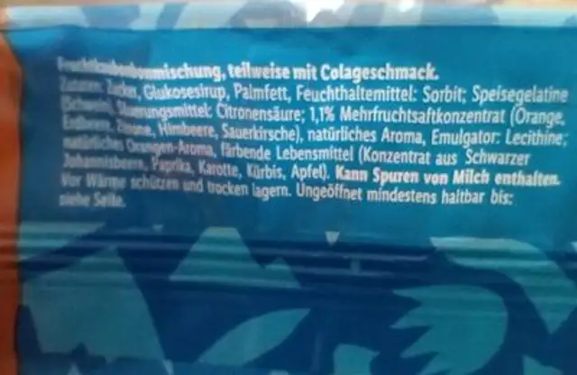 KauboCubbys ingredients label