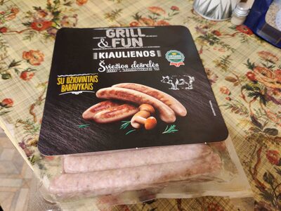 Kiaulienos dešrelės su džiovintais baravykais front packaging