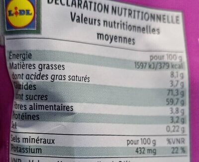 mélange tropical nutrition facts table