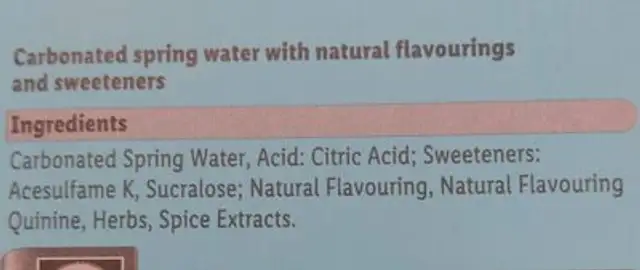 Unknown ingredients label
