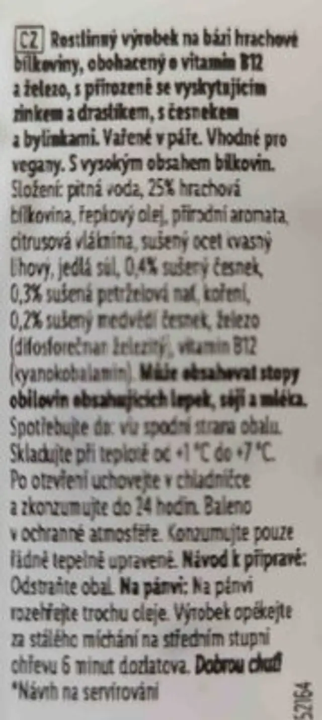 Vegan Gyros ingredients label