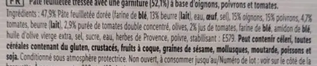 Feuilletés tressés a la provençale ingredients label