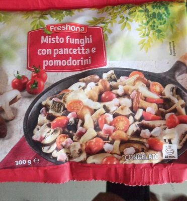 Misto funghi con pancetta e pomodorini