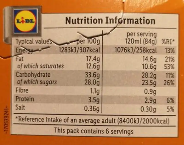 Gelatelli Salted Caramel ice-creams nutrition facts table