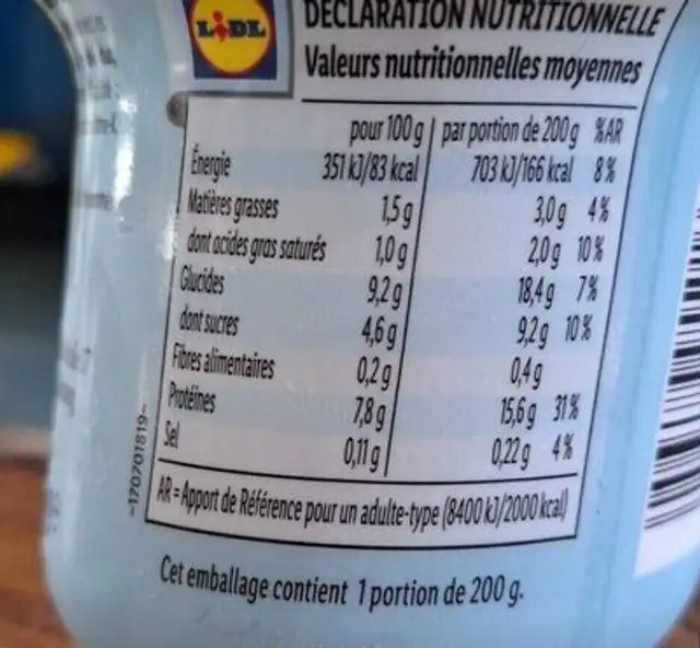 Grießpudding Pur nutrition facts table