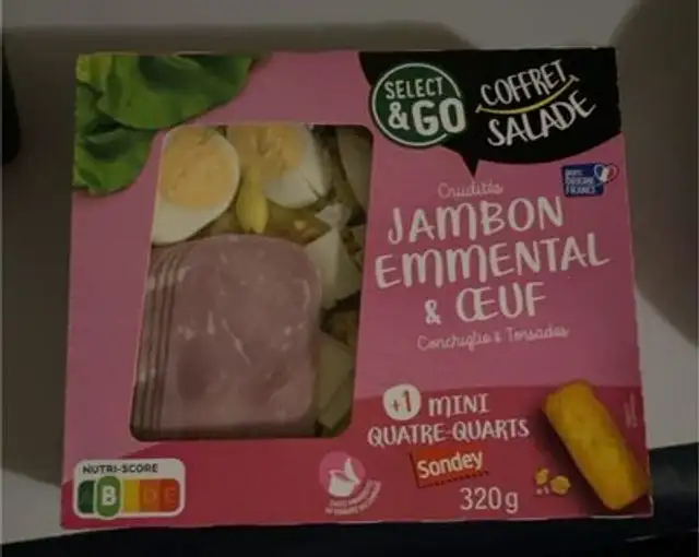 Crudités, jambon, emmenthal, œuf front packaging