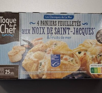 Paniers feuilletés aux noix de saint jacques fruits de mer