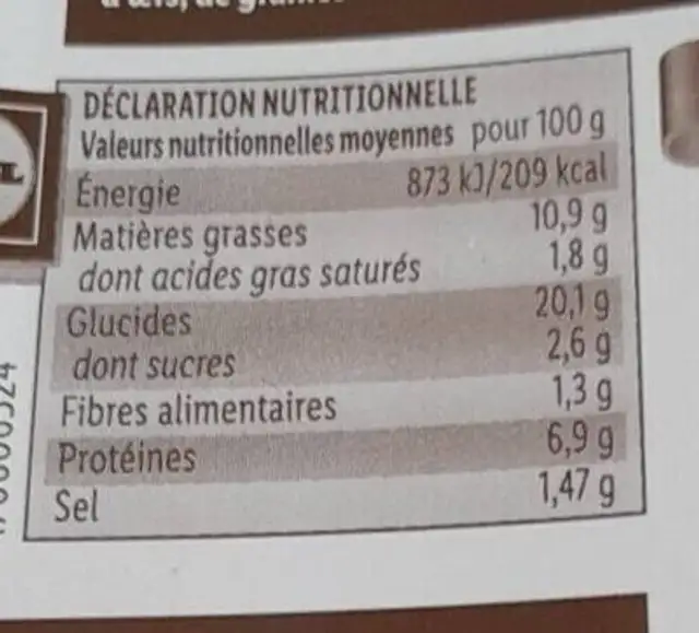 8 nems au poulet nutrition facts table