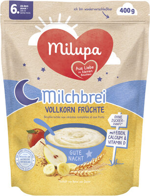 MILUPA Milchbrei Vollkorn Früchte Gute Nacht ab dem 6. Monat 400G