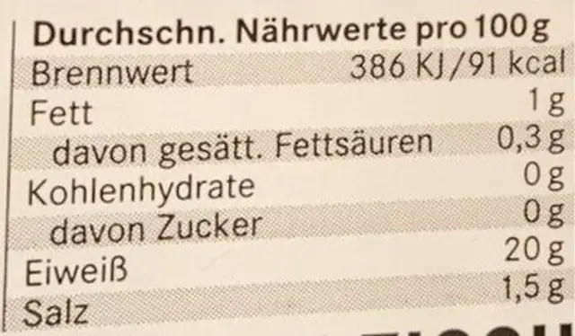 nordsee krabben gekocht & geschält nutrition facts table