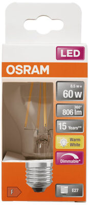 Lyspære Led Cl A 60 Klar Dim E27 Osram