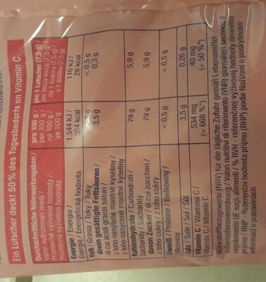 Traubenzucker Brause-Lutscher nutrition facts table