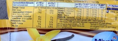 Mole-Riegel Buorbon-Vanille-Geschmack nutrition facts table