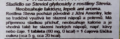 Stevia ingredients label