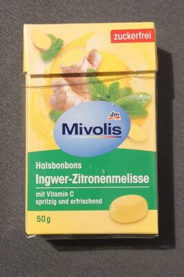 Mivolis Halsbonbons Ingwer-Zitronenmelisse front packaging