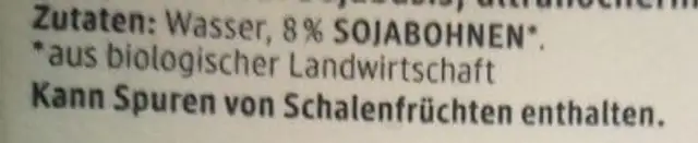 Soja Drink natur ingredients label