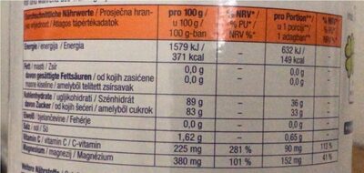 ISO-Drink Blutorangen Geschmack nutrition facts table