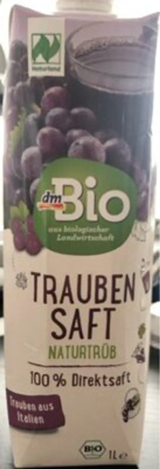 Traubensaft front packaging