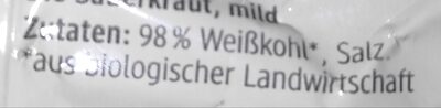 Mildes Bio-Sauerkraut ingredients label