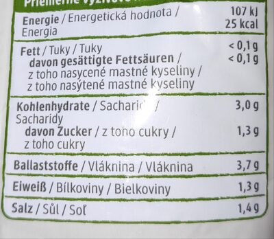 Mildes Bio-Sauerkraut nutrition facts table