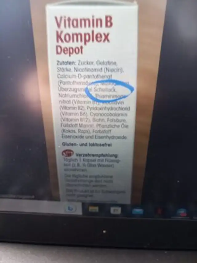 Mivolis Vitamin B Komplex Depot ingredients label