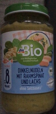 Dinkelnudeln mit Rahmspinat und Lachs