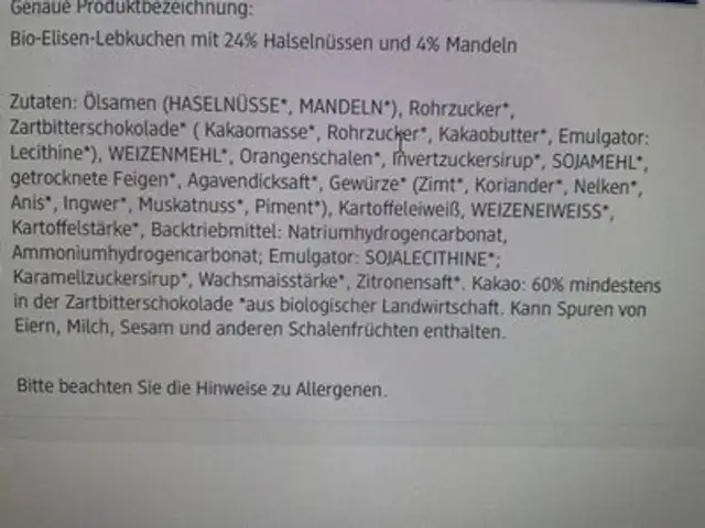 Vegane Elisen Lebkuchen ingredients label