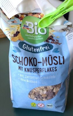 Glutenfrei Schoko-Müsli mit Knusperflakes front packaging