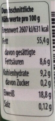 Tahini Sesampaste nutrition facts table