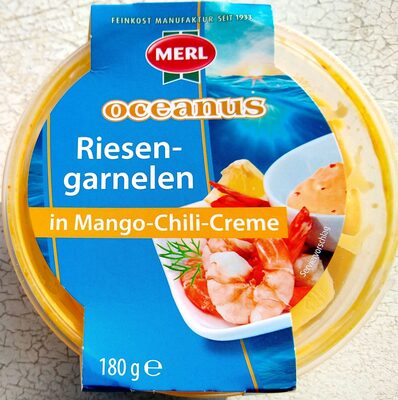 Riesengarnelen in Mango-Chili-Creme