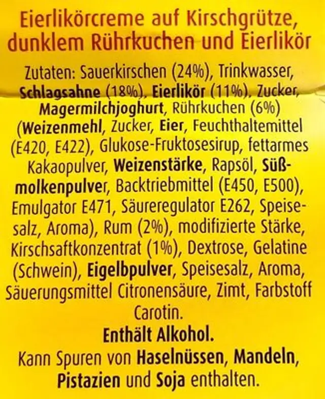 Verpoorten Kirsch-Dessert ingredients label