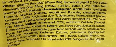 Butter Chicken ingredients label