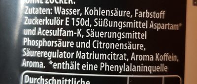 Pepsi Max ingredients label