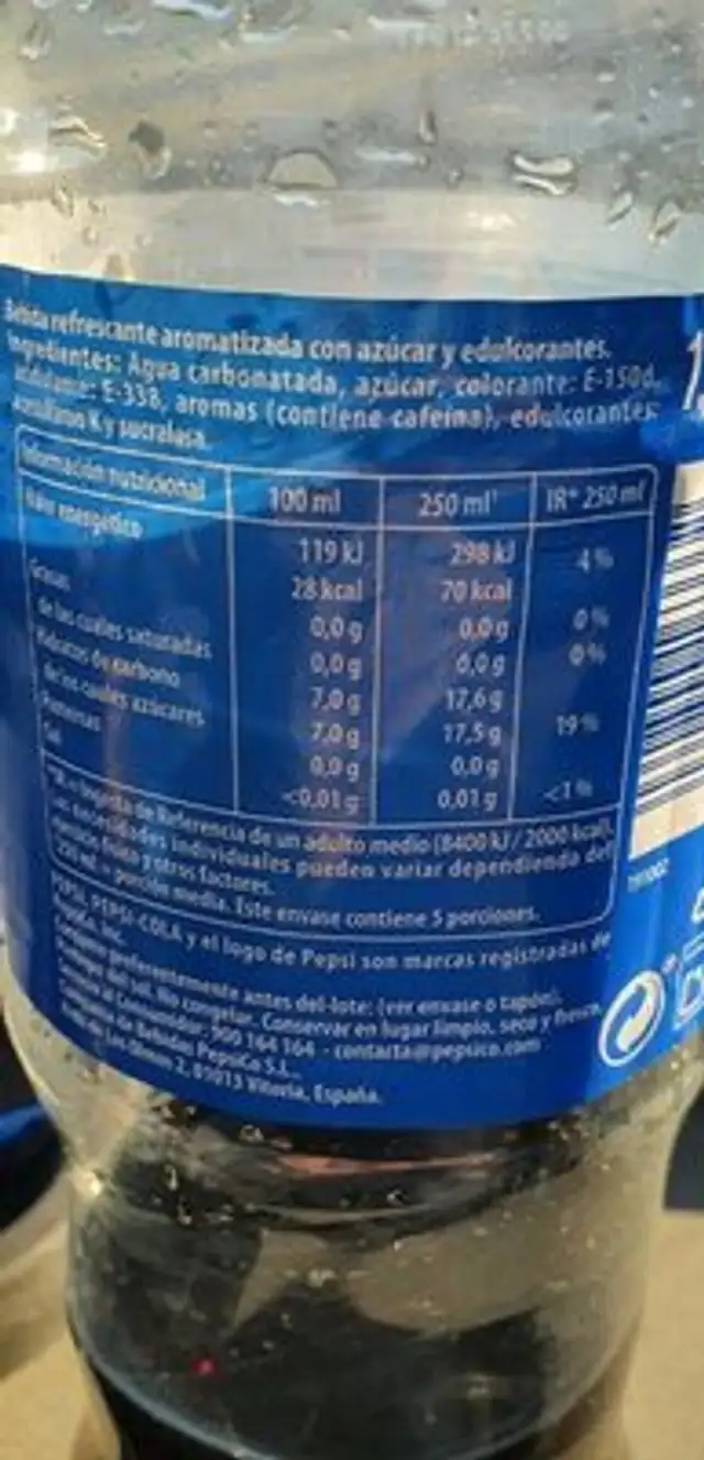 Refresco nutrition facts table