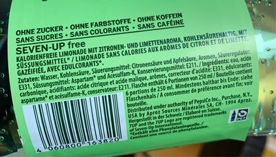 Free Zero Sugar ingredients label