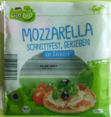 Bio-Mozarella schnittfest, gerieben