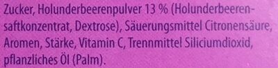 Heißer Holunder ingredients label