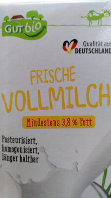 Frische Bio-Vollmilch, 3,8% Fett front packaging