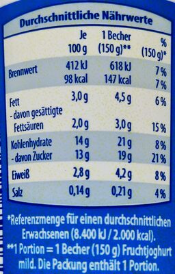Alpighurt - Heidelbeer-Cassis nutrition facts table