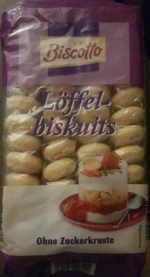 Löffelbiskuits ohne Zuckerkruste front packaging