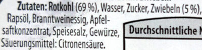 Rotkraut-Salat ingredients label