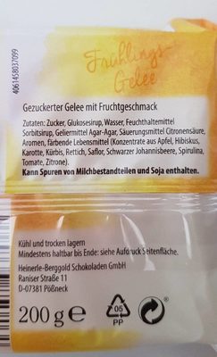 Frühlingsgelee ingredients label