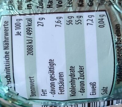Edelmarzipan Pasteten-Eier Nougat nutrition facts table