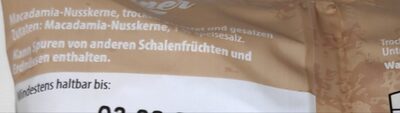 Macadamia geröstet & gesalzen ingredients label