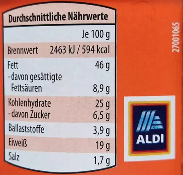 Cashewkerne - pikant gewürzt nutrition facts table